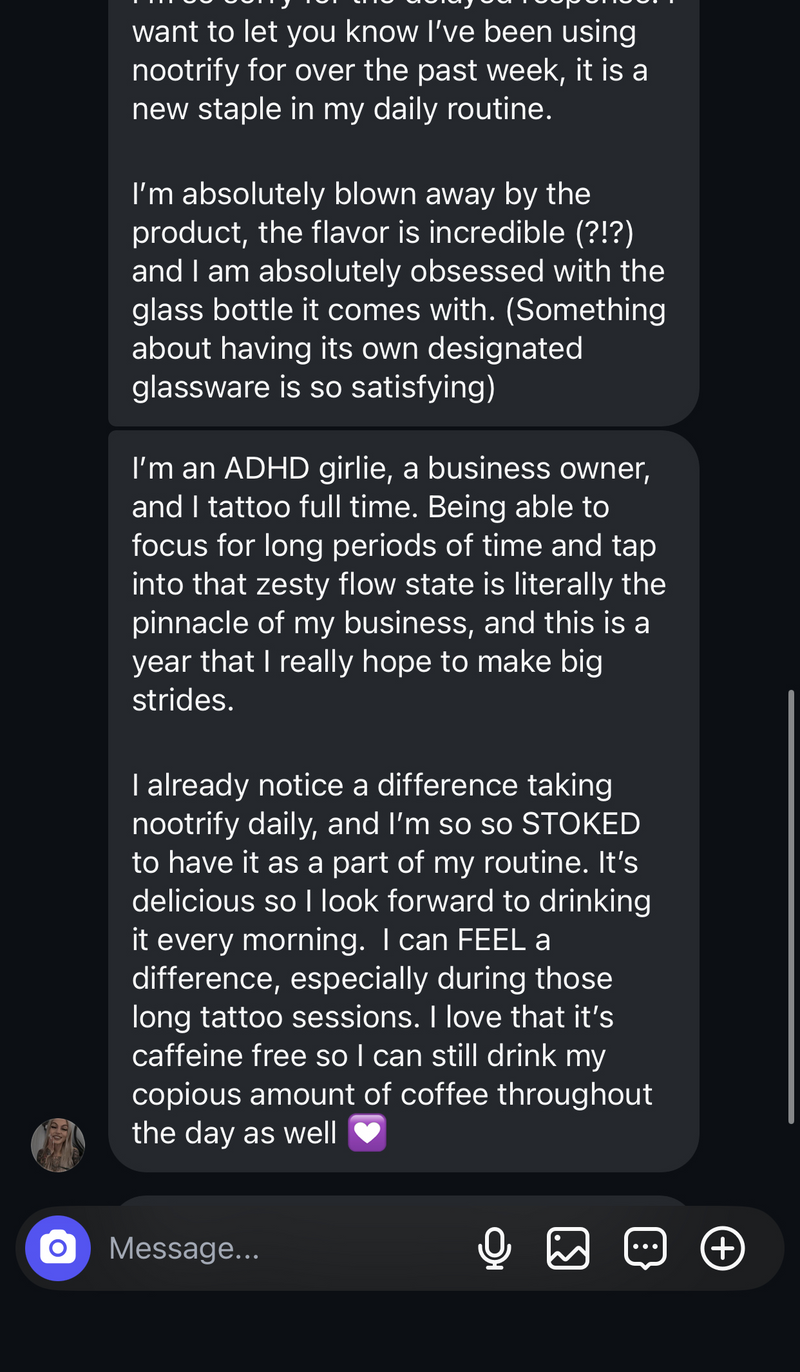Customer message