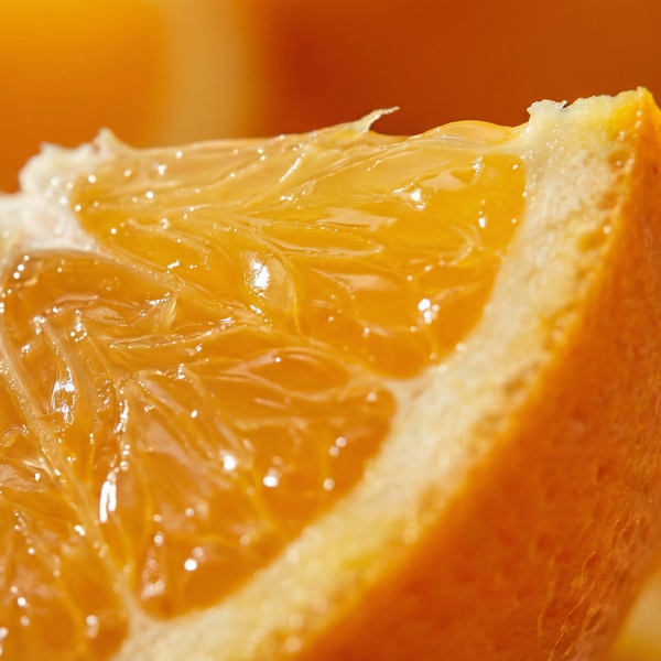 Close-up of a sliced orange with a blurred background